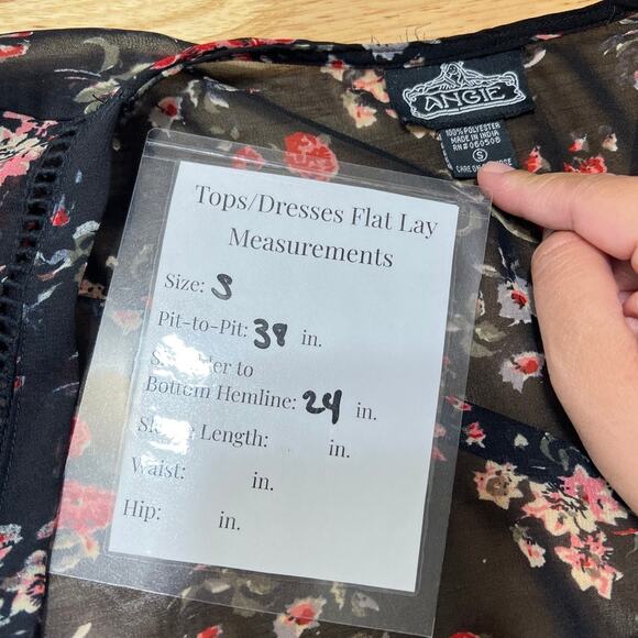 Angie Kimono Black Floral Women’s S Boho Festival Coverup - Picture 5 of 5